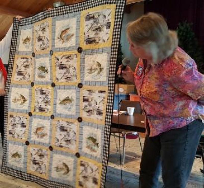 Liz Prochazka  Fishing quilt made out of mens shirts 